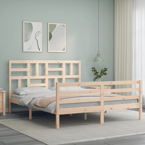 vidaXL Bed Frame without Mattress King Size Solid Wood