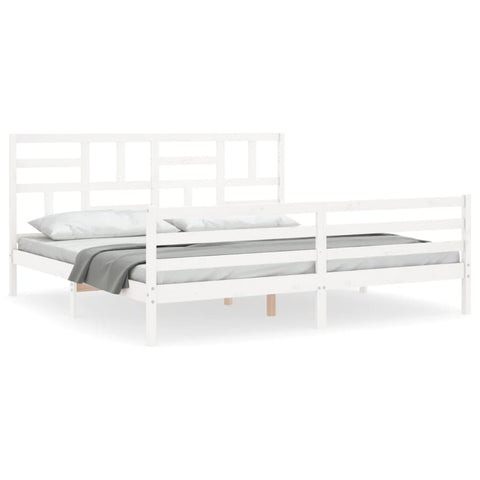 vidaXL Bed Frame without Mattress White Super King Size Solid Wood