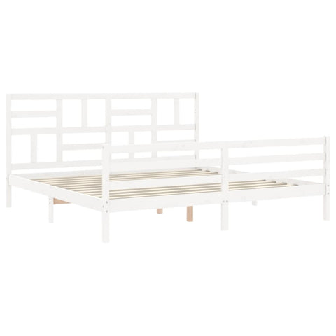 vidaXL Bed Frame without Mattress White Super King Size Solid Wood
