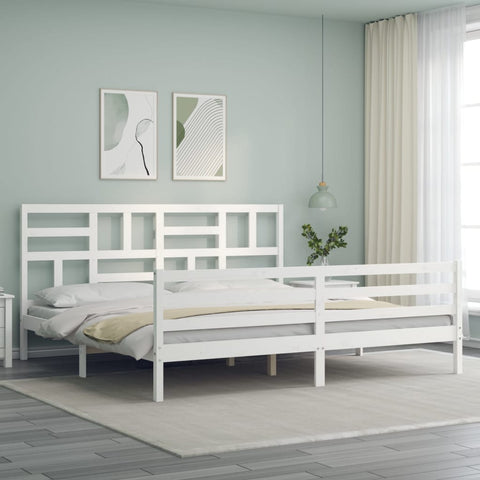 vidaXL Bed Frame without Mattress White Super King Size Solid Wood