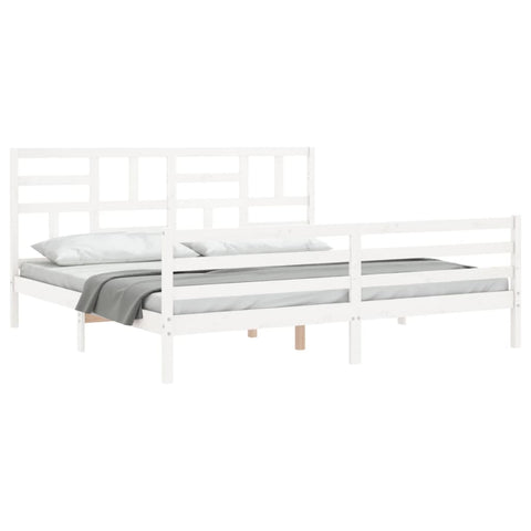vidaXL Bed Frame without Mattress White Super King Size Solid Wood