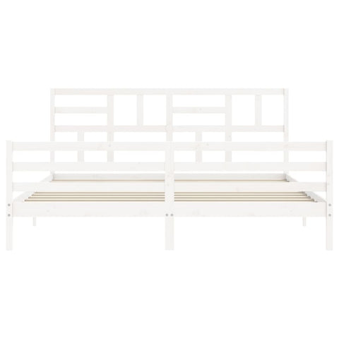 vidaXL Bed Frame without Mattress White Super King Size Solid Wood