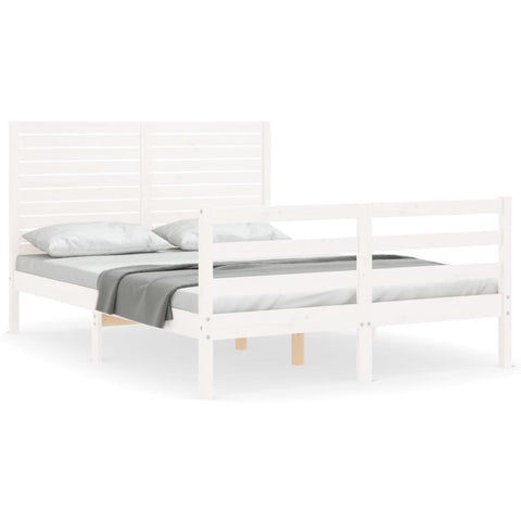 vidaXL Bed Frame without Mattress White Double Solid Wood