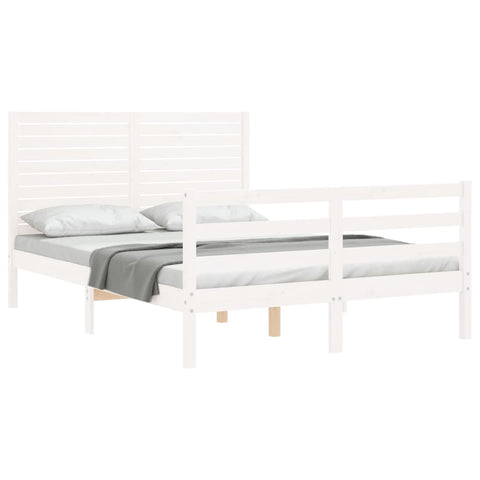 vidaXL Bed Frame without Mattress White Double Solid Wood
