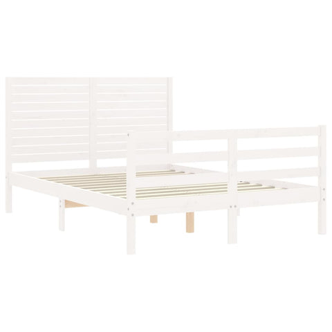 vidaXL Bed Frame without Mattress White Double Solid Wood
