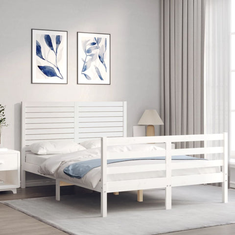 vidaXL Bed Frame without Mattress White 120x200 cm Solid Wood