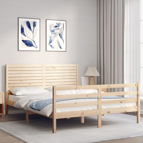 vidaXL Bed Frame without Mattress King Size Solid Wood