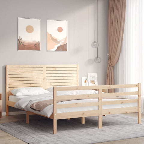 vidaXL Bed Frame without Mattress King Size Solid Wood