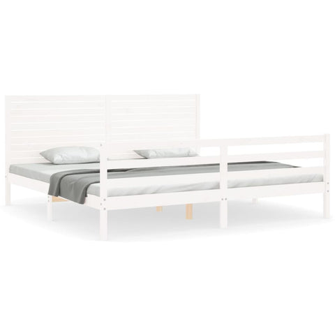 vidaXL Bed Frame without Mattress White Super King Size Solid Wood