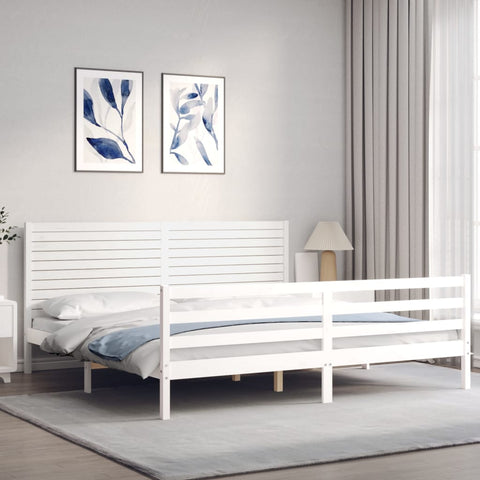 vidaXL Bed Frame without Mattress White Super King Size Solid Wood