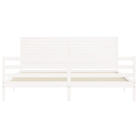 vidaXL Bed Frame without Mattress White Super King Size Solid Wood