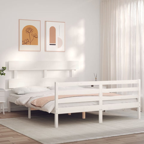 vidaXL Bed Frame without Mattress White 160x200 cm Solid Wood