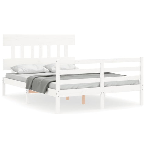vidaXL Bed Frame without Mattress White Small Double Solid Wood