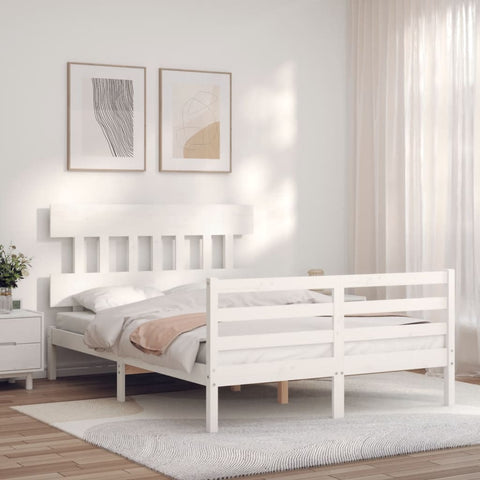 vidaXL Bed Frame without Mattress White Small Double Solid Wood