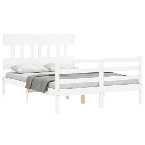 vidaXL Bed Frame without Mattress White Small Double Solid Wood