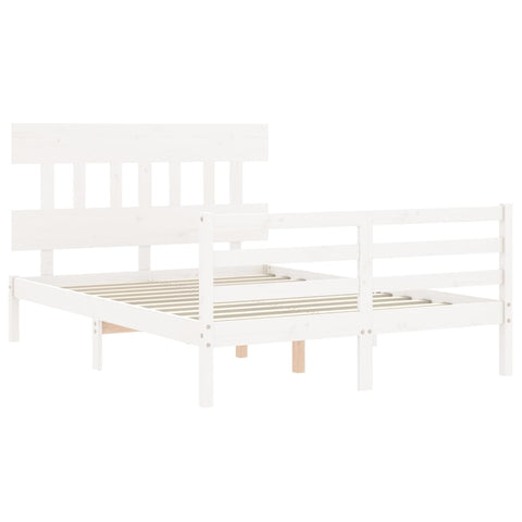 vidaXL Bed Frame without Mattress White Small Double Solid Wood
