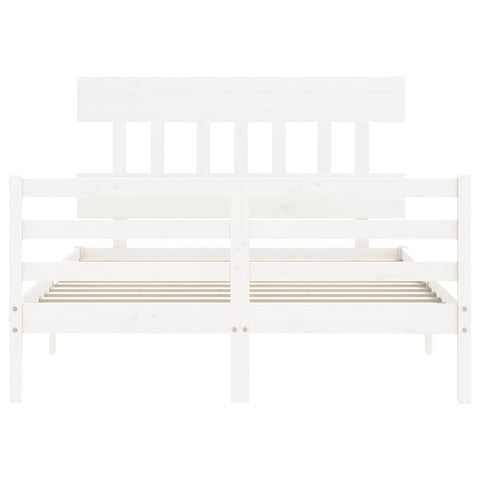 vidaXL Bed Frame without Mattress White Small Double Solid Wood