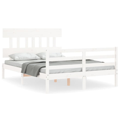 vidaXL Bed Frame without Mattress White 140x190 cm Solid Wood