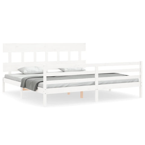 vidaXL Bed Frame without Mattress White Super King Size Solid Wood