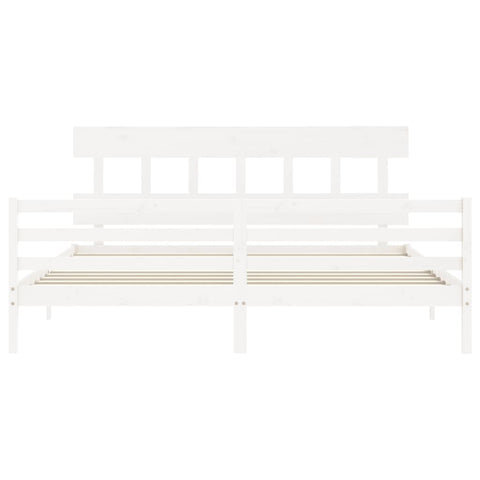 vidaXL Bed Frame without Mattress White Super King Size Solid Wood
