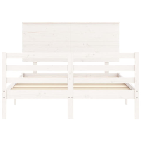 vidaXL Bed Frame without Mattress White Small Double Solid Wood