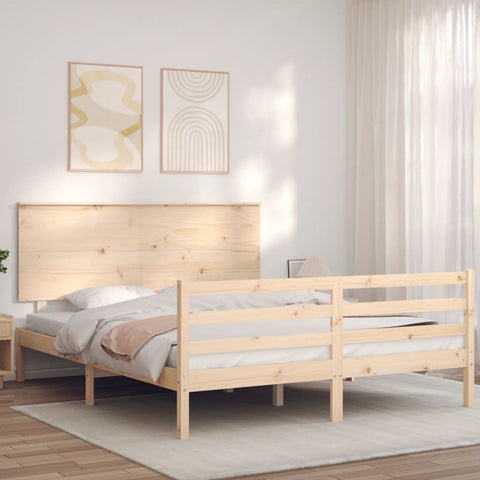 vidaXL Bed Frame without Mattress King Size Solid Wood