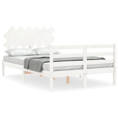 vidaXL Bed Frame without Mattress White Double Solid Wood