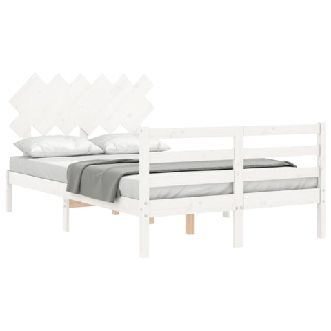 vidaXL Bed Frame without Mattress White Double Solid Wood
