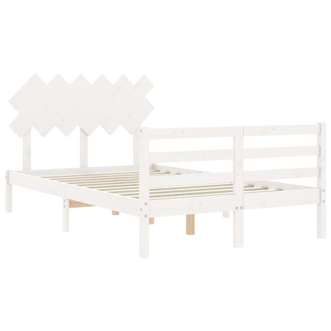 vidaXL Bed Frame without Mattress White Double Solid Wood