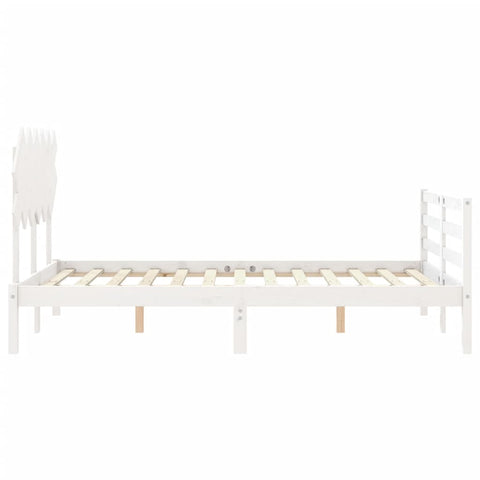 vidaXL Bed Frame without Mattress White Double Solid Wood