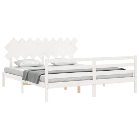 vidaXL Bed Frame without Mattress White Super King Size Solid Wood