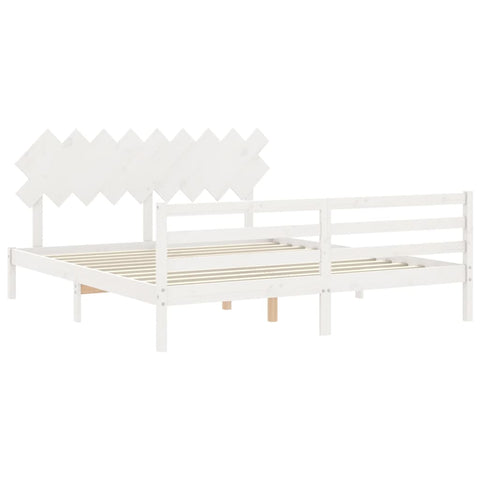 vidaXL Bed Frame without Mattress White Super King Size Solid Wood