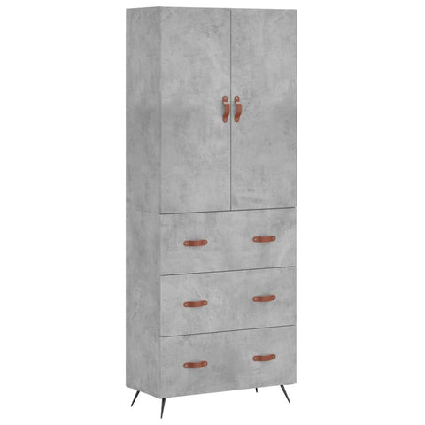 vidaXL Highboard Concrete Grey 69.5x34x180 cm Engineered Wood