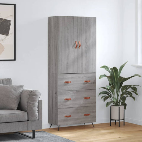 vidaXL Highboard Grey Sonoma 69.5x34x180 cm Engineered Wood