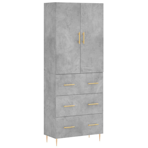 vidaXL Highboard Concrete Grey 69.5x34x180 cm Engineered Wood
