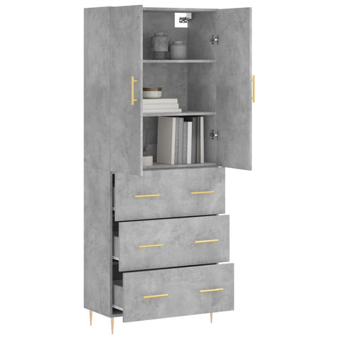 vidaXL Highboard Concrete Grey 69.5x34x180 cm Engineered Wood