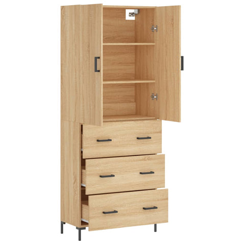 vidaXL Highboard Sonoma Oak 69.5x34x180 cm Engineered Wood