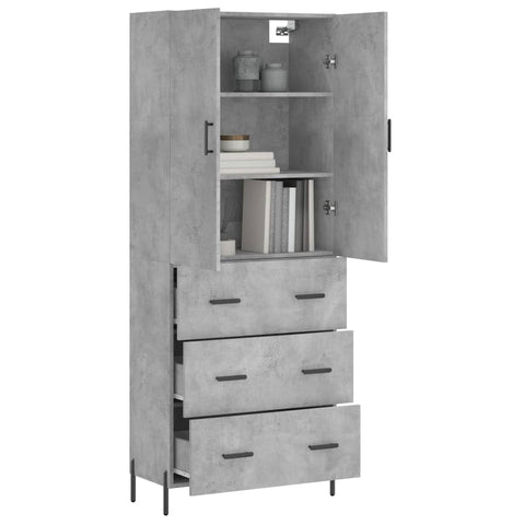 vidaXL Highboard Concrete Grey 69.5x34x180 cm Engineered Wood