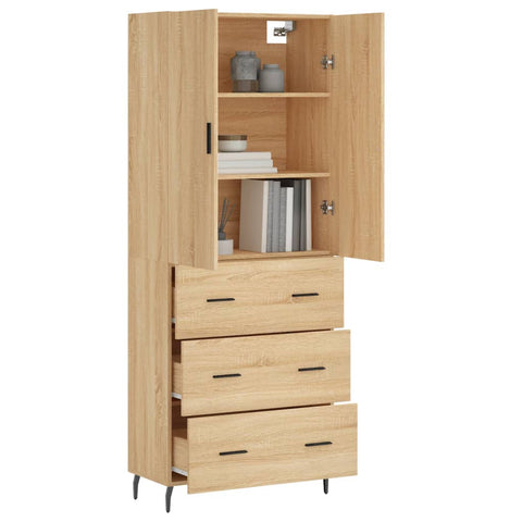 vidaXL Highboard Sonoma Oak 69.5x34x180 cm Engineered Wood