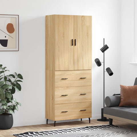 vidaXL Highboard Sonoma Oak 69.5x34x180 cm Engineered Wood