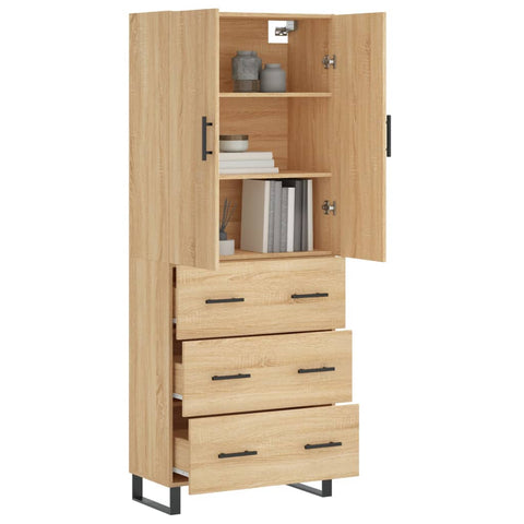 vidaXL Highboard Sonoma Oak 69.5x34x180 cm Engineered Wood
