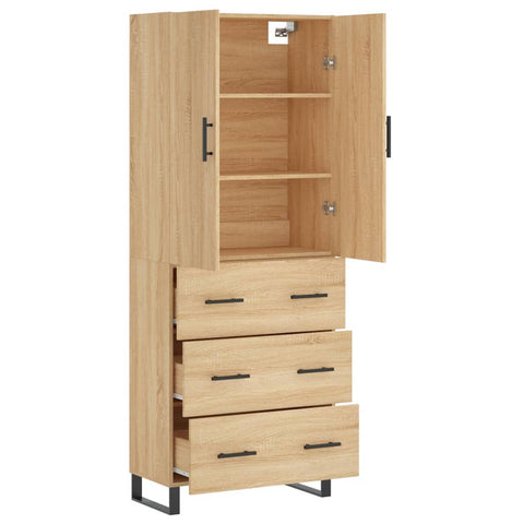 vidaXL Highboard Sonoma Oak 69.5x34x180 cm Engineered Wood