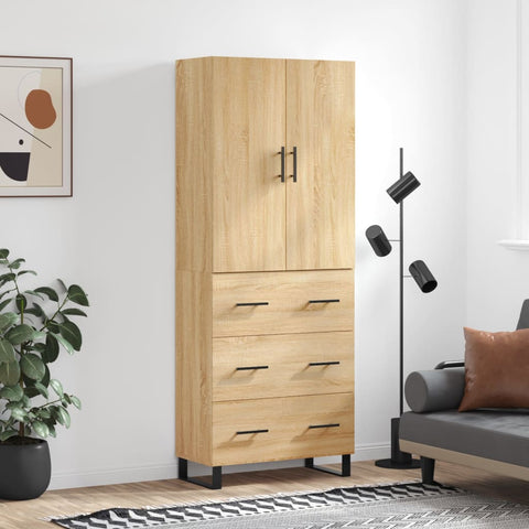 vidaXL Highboard Sonoma Oak 69.5x34x180 cm Engineered Wood