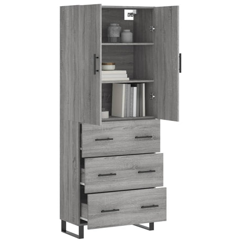 vidaXL Highboard Grey Sonoma 69.5x34x180 cm Engineered Wood
