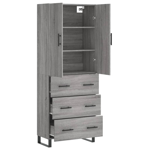 vidaXL Highboard Grey Sonoma 69.5x34x180 cm Engineered Wood