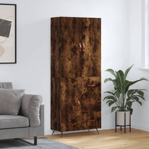 vidaXL Highboard Smoked Oak 69.5x34x180 cm Engineered Wood