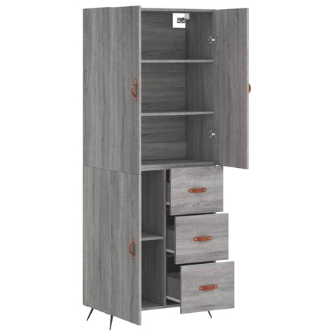 vidaXL Highboard Grey Sonoma 69.5x34x180 cm Engineered Wood