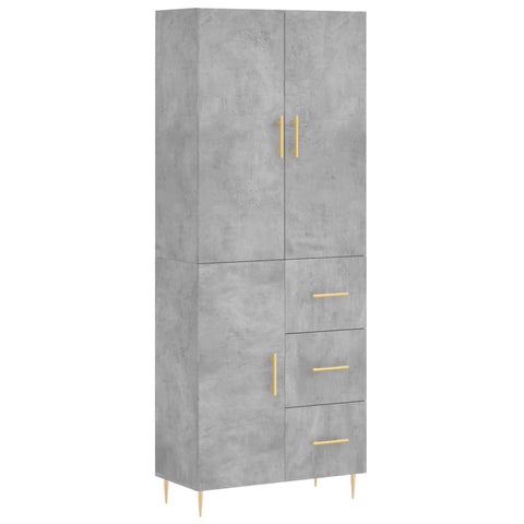 vidaXL Highboard Concrete Grey 69.5x34x180 cm Engineered Wood