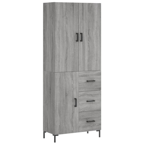 vidaXL Highboard Grey Sonoma 69.5x34x180 cm Engineered Wood