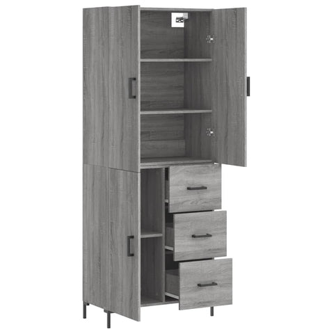 vidaXL Highboard Grey Sonoma 69.5x34x180 cm Engineered Wood